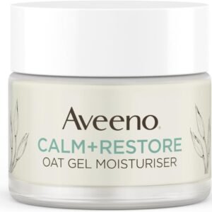 Aveeno Face Calm+Restore Oat Gel Moisturiser (1x 50ml), Face Moisturiser to Instantly Soothe and Replenish the Skin’s Moisture Barrier, Intensely Nourishing Day Cream, Tested on Sensitive Skin