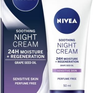NIVEA Sensitive Night Cream (50 ml), Face Cream for Sensitive Skin with Liquorice Extract and Grape Seed Oil, Regenerating Skin Care