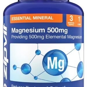 Zipvit Magnesium 500mg of Elemental Magnesium, High-Strength Magnesium Tablets, 3 Month Supply, 90 Vegan Tablets, Magnesium Supplements for Muscle, Bone & Energy, All-Round Magnesium Supplement