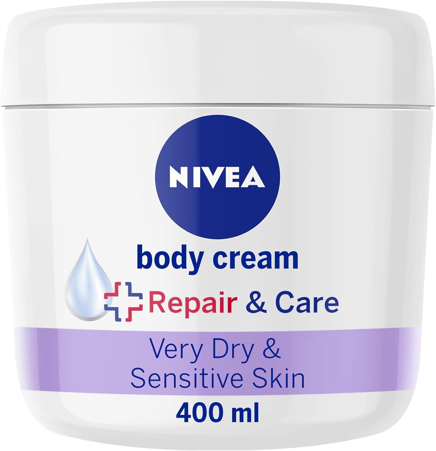 NIVEA Body Repair & Care Cream (400ml Jar), Sensitive Moisturising Cream with NIVEA DEEP MOISTURE SERUM, Body Cream with Strengthening Formula, Body Cream for Dry Skin