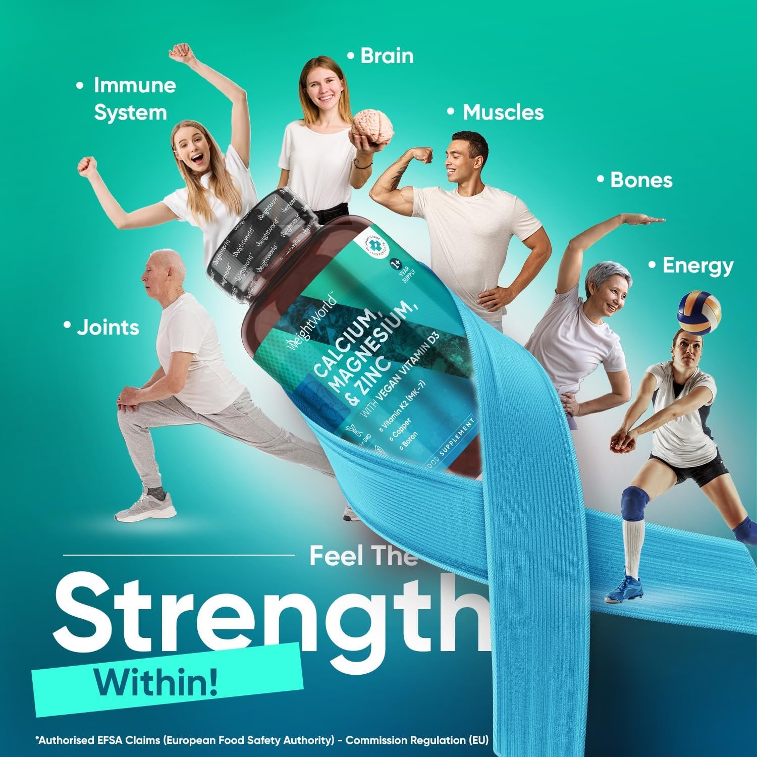 Calcium Magnesium Zinc and Vitamin D Supplement | 1+ Year Supply | 400 Vegan Tablets | 1414mg per 2 Tablets - with Zinc, Selenium & Vitamin K2 - for Bones, Teeth & Muscle Function (EFSA Claims) - Image 4