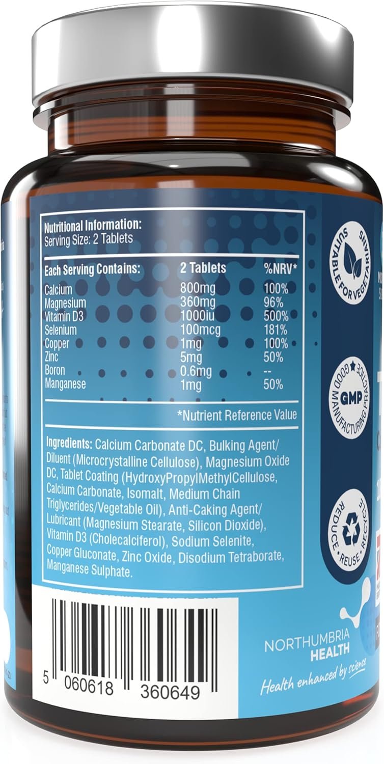 Total Bone® Calcium Magnesium Zinc & Vitamin D3 Supplement – 180 Vegetarian Tablets – 3 Month Supply High Strength Osteo Tablets – Strong Bones & Teeth – Calcium Mineral Complex - Image 9