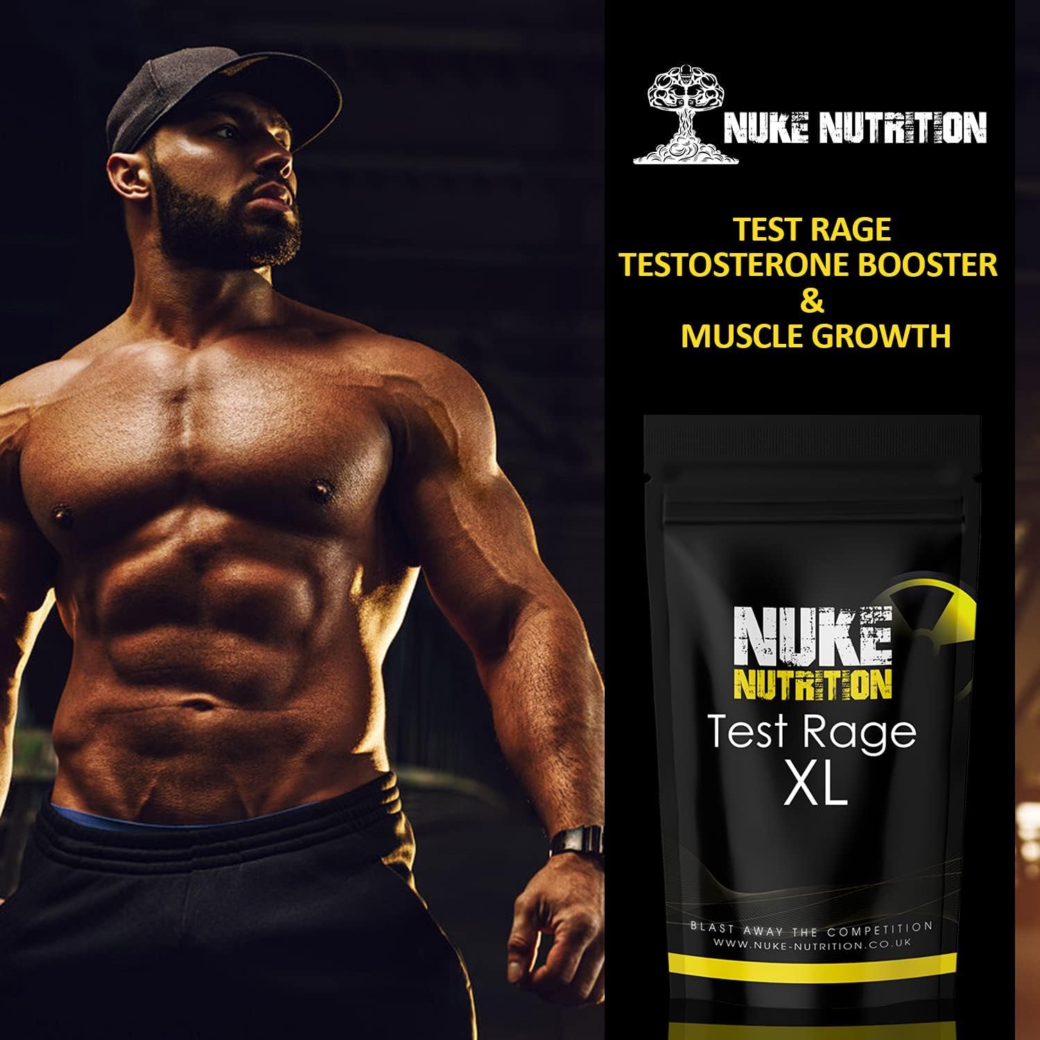Nuke Nutrition Test Rage XL Testosterone Booster for Men | 60 Capsules | Anabolic Supplement to Enhance Male Testosterone Levels | Boost Lean Physique, Muscle Growth & Strength | Vegan & Easy Swallow - Image 4