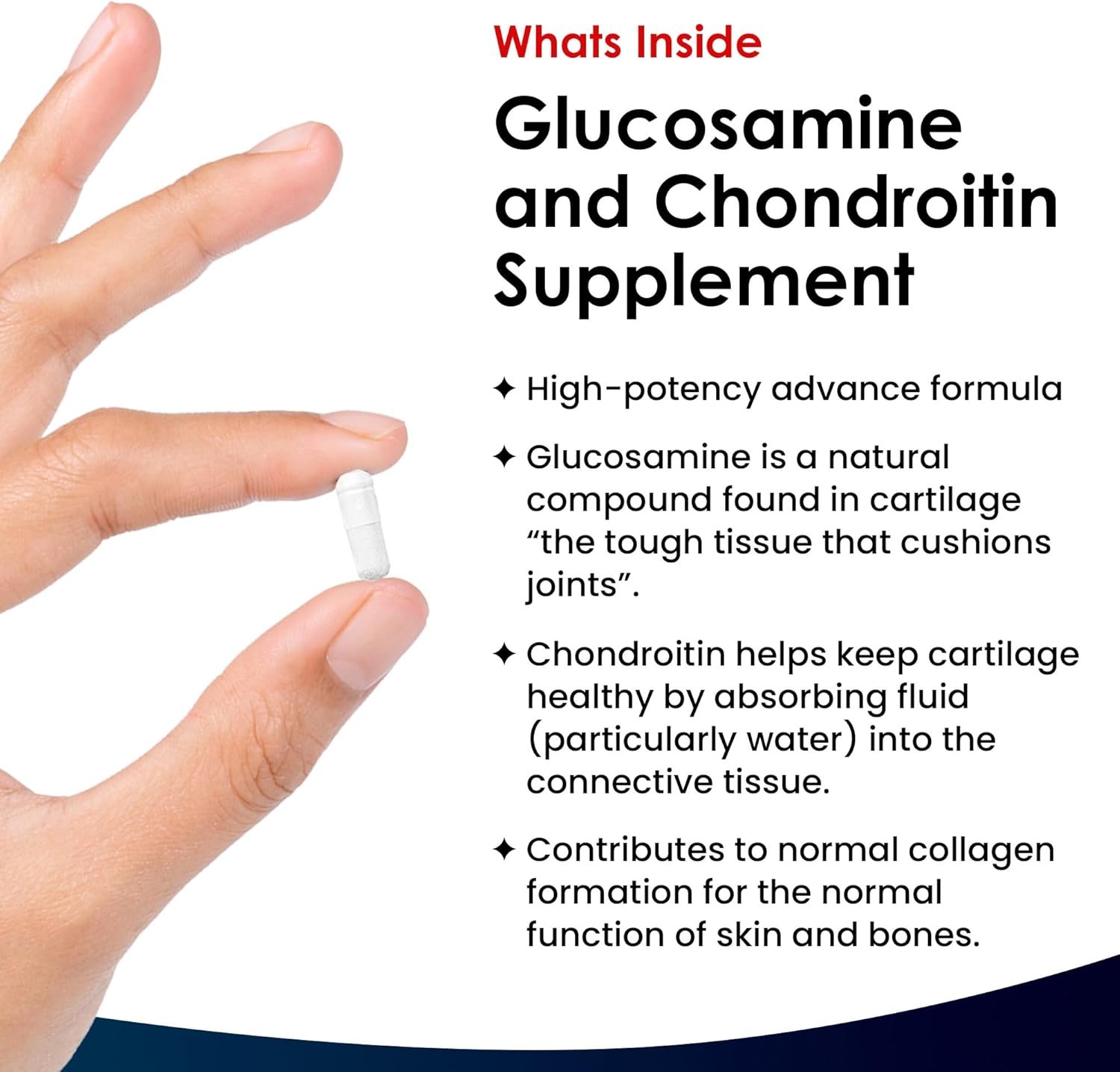 Glucosamine and Chondroitin High Strength - Enriched With Turmeric And Vitamin C - Glucosamine Sulphate Chondroitin Sulphate, Food Supplement - Contributes To The Normal Function of Bones 120 Capsules - Image 2