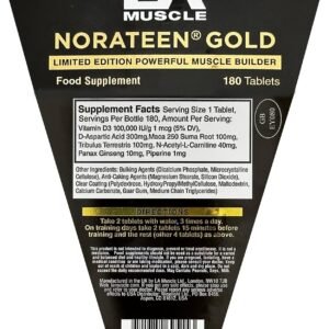 LA Muscle Norateen Gold (180 Tablets &#8211; 1 Pack) 100% Natural Extreme Muscle Gain Formula Weight Gain Pills Based Supplement Refined Over 20 Years Ultimate Mass Gain with Zero Oestrogen Build Up