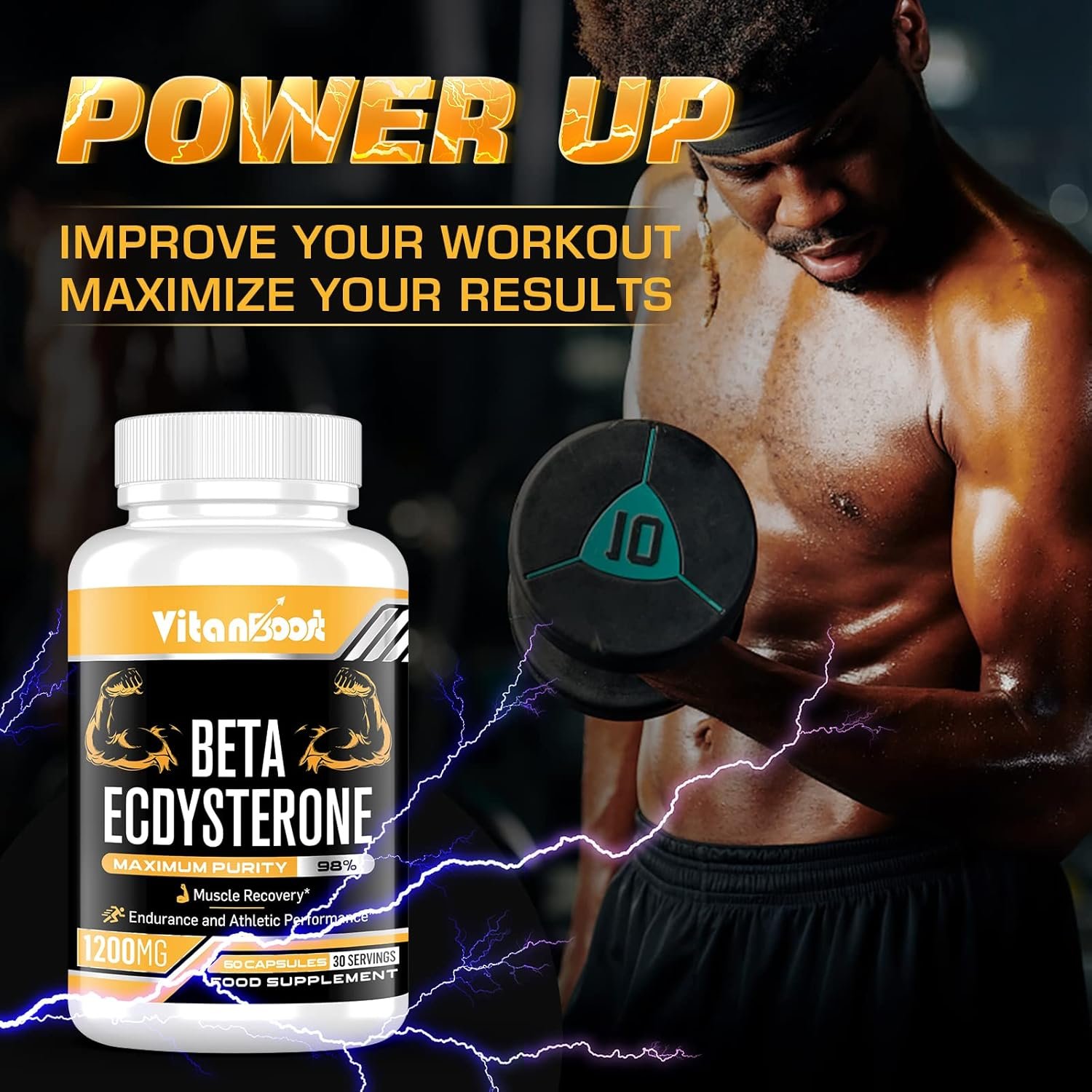 Beta Ecdysterone Supplement 1200mg | Increases Lean Muscle Mass, Exercise Performance, Strength and Protein Synthesis, 98% Maximum Purity Formulated for Enhanced Absorption 60 Capsules|1 Month Supply - Image 4