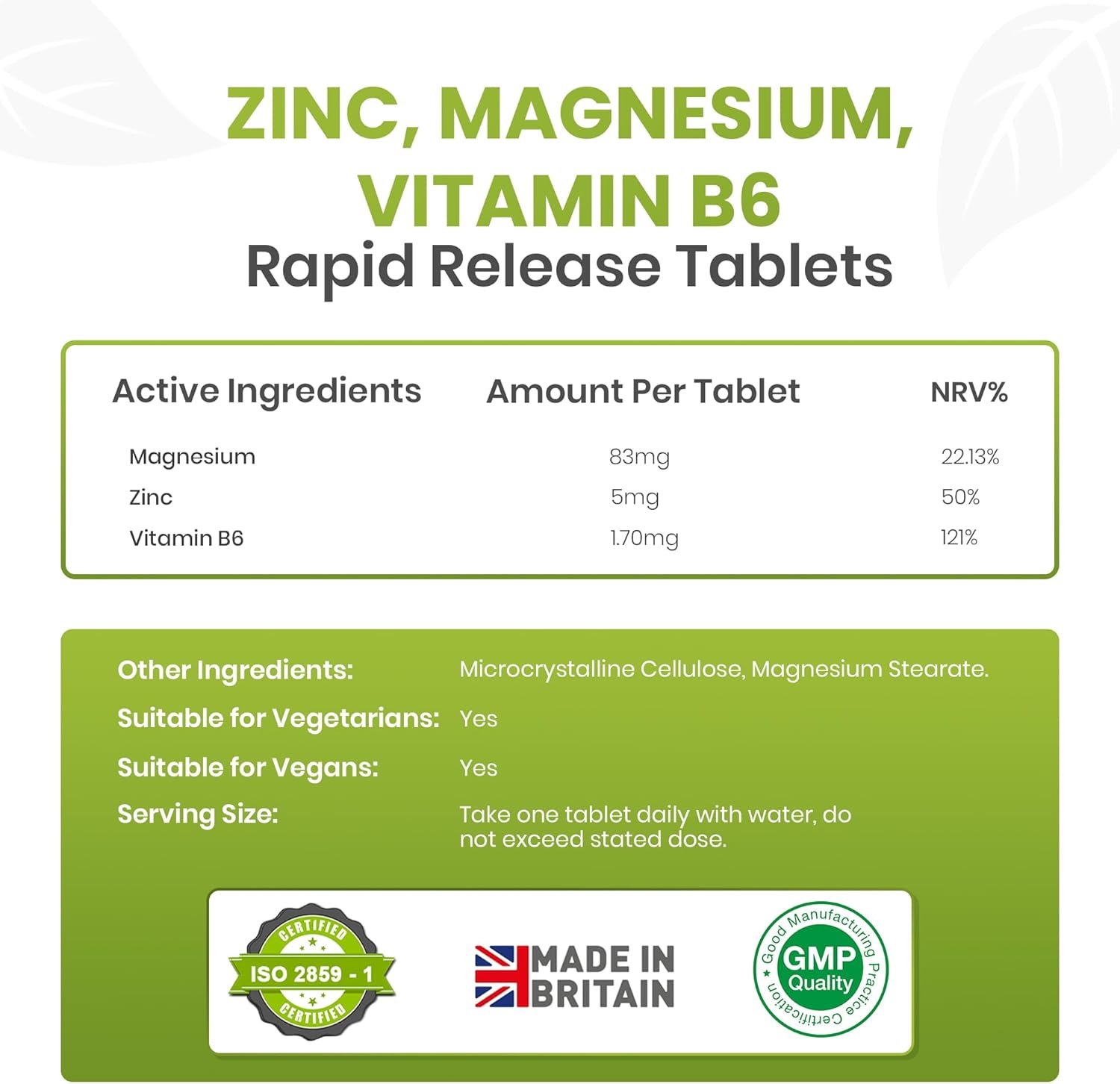 Zinc Magnesium and Vitamin B6 Tablets Supplements for Men & Women, Pack of 120 Tablets (4 Months Supply), High Strength Sleep Aid, Muscle Recovery, Better Sleep, UK - Image 2