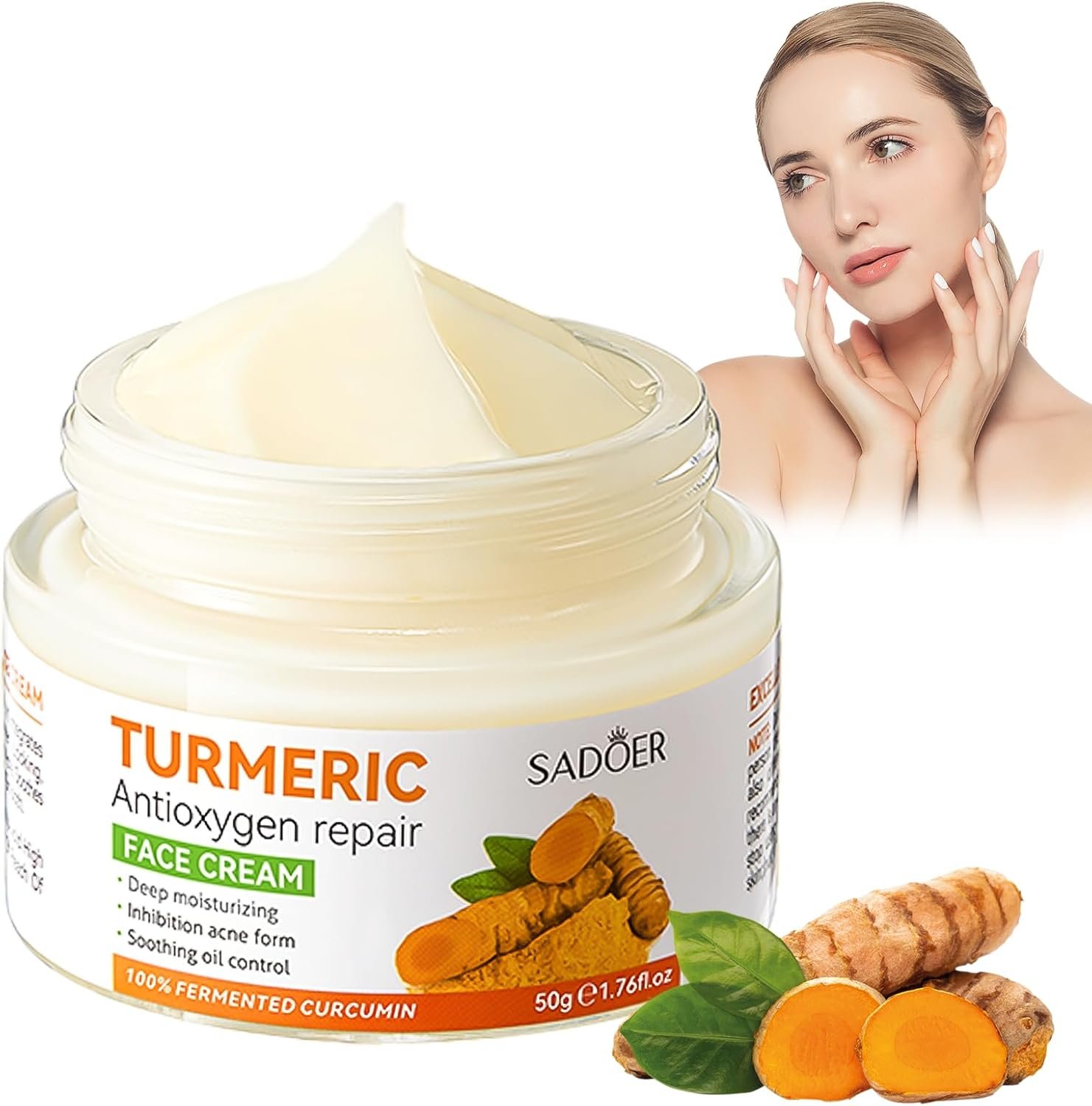 Turmeric Face Cream, Brightening Face Cream for Radiant&Glowing Skin,Dark Spot Corrector Age Spot Remover,Anti Aging,Natural Turmeric Cream Skin Care,Vitamin C Moisturiser for Face