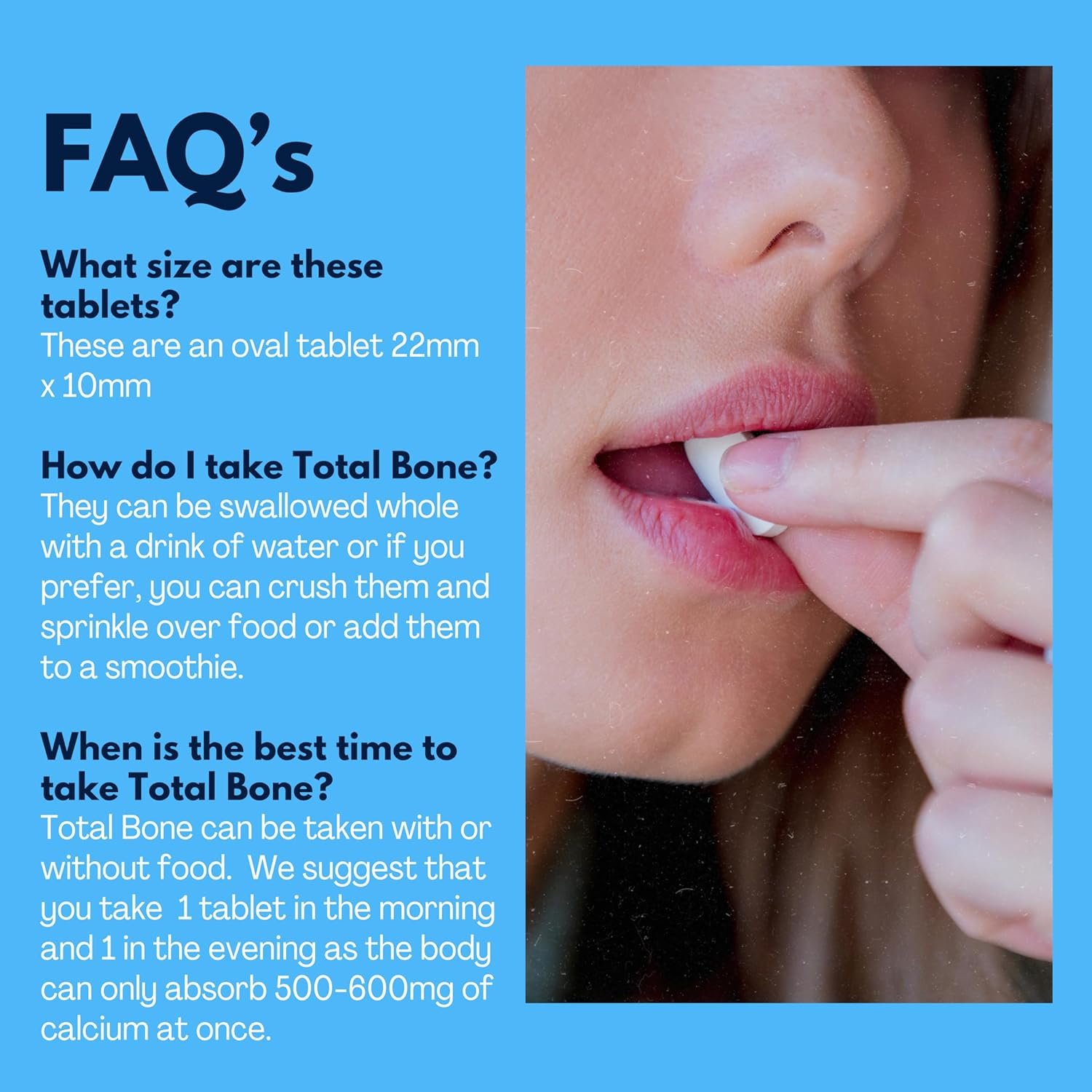 Total Bone® Calcium Magnesium Zinc & Vitamin D3 Supplement – 180 Vegetarian Tablets – 3 Month Supply High Strength Osteo Tablets – Strong Bones & Teeth – Calcium Mineral Complex - Image 6