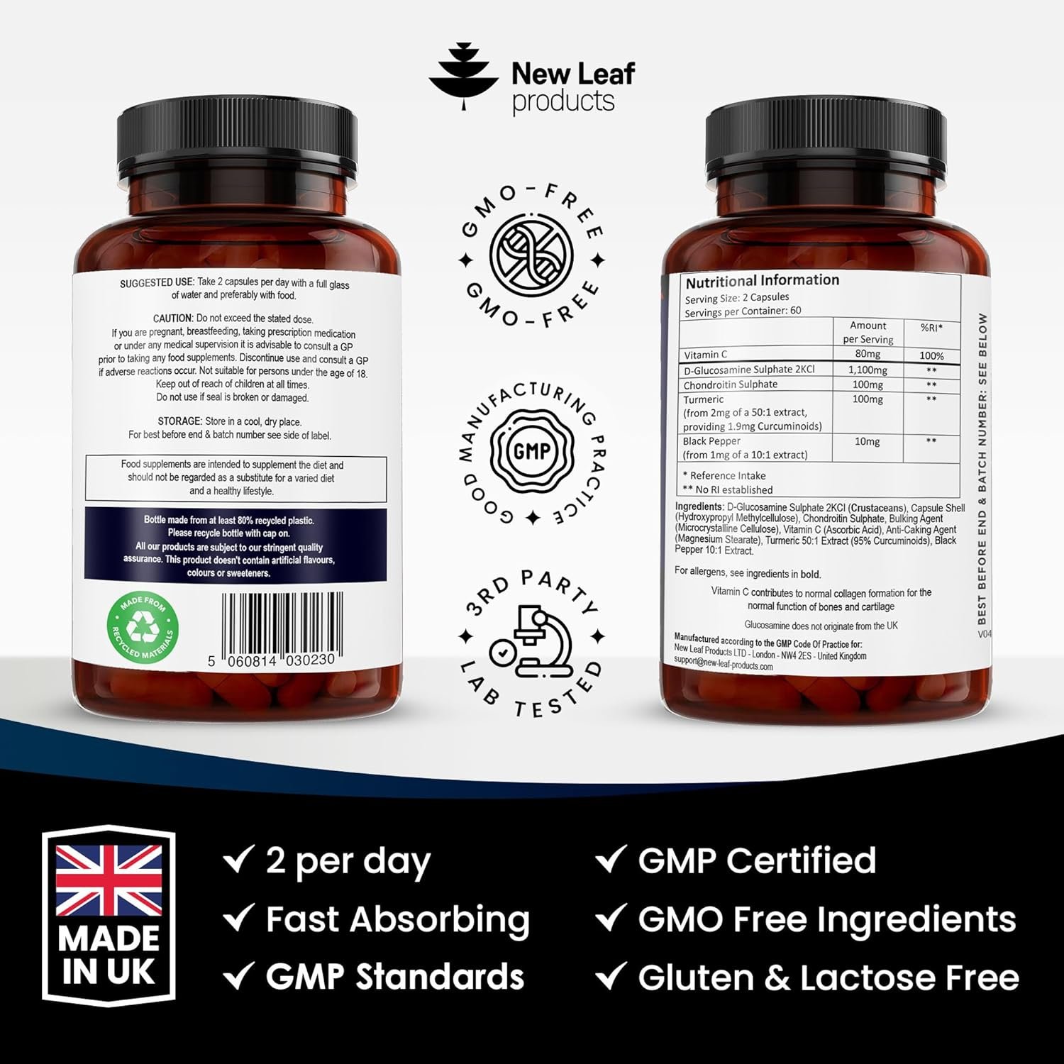 Glucosamine and Chondroitin High Strength - Enriched With Turmeric And Vitamin C - Glucosamine Sulphate Chondroitin Sulphate, Food Supplement - Contributes To The Normal Function of Bones 120 Capsules - Image 6