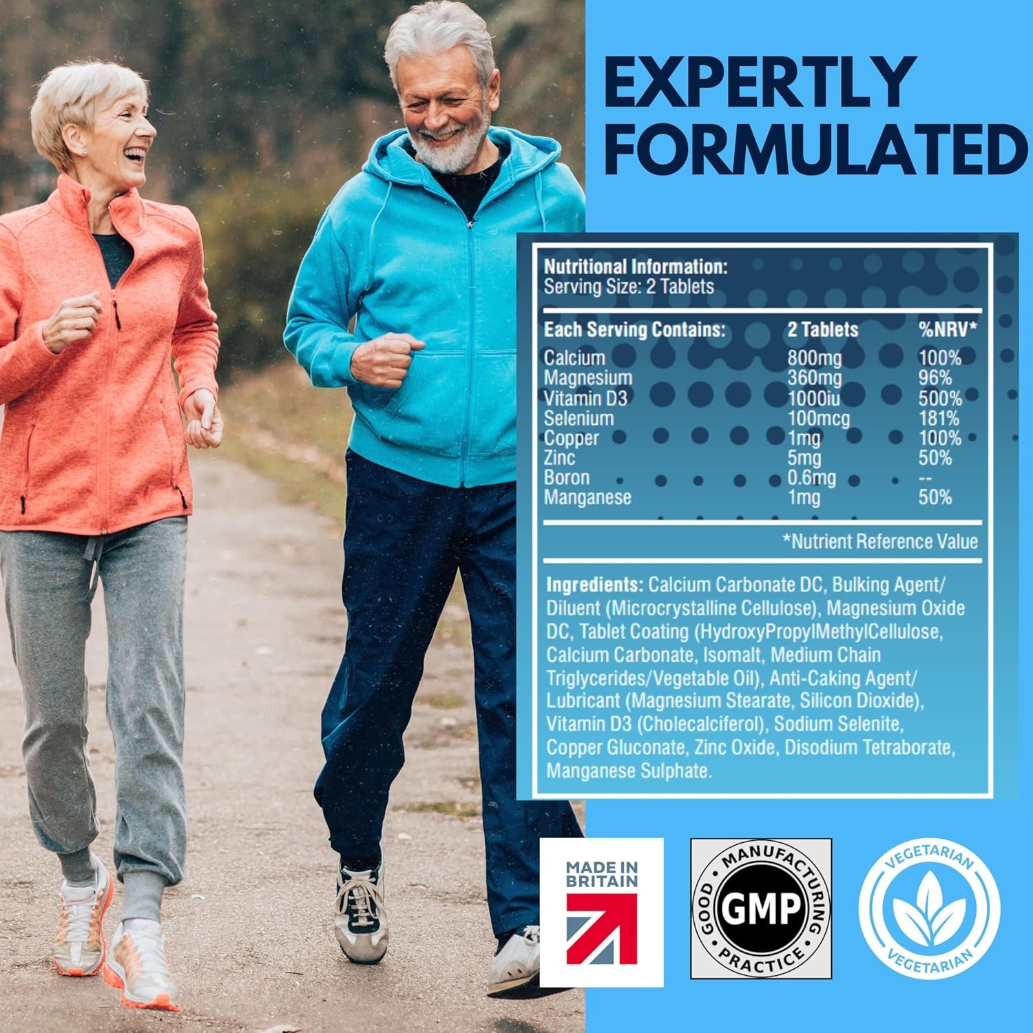 Total Bone® Calcium Magnesium Zinc & Vitamin D3 Supplement – 180 Vegetarian Tablets – 3 Month Supply High Strength Osteo Tablets – Strong Bones & Teeth – Calcium Mineral Complex - Image 4