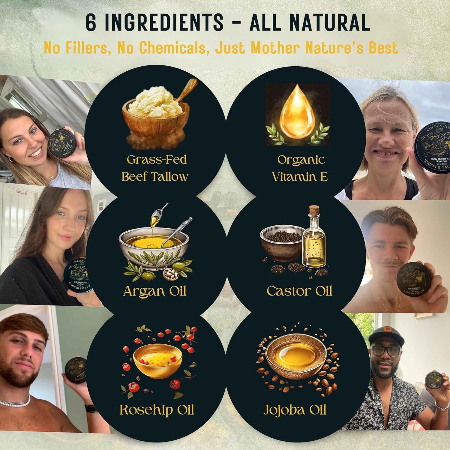 Beef Tallow Balm – Grass Fed Beef Tallow Face Cream & Moisturiser for Skin Care – Hydrating Whipped Tallow Balm for Dry Skin – Natural Organic Skincare with Grass Fed Beef Tallow for Face & Body - Image 3